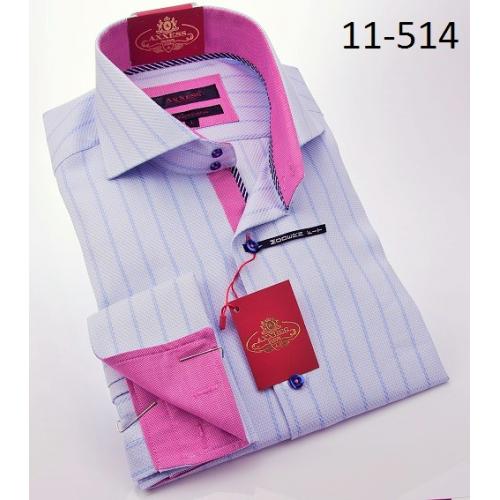 Axxess Blue / Pink Stripe Design Modern Fit Cotton Dress Shirt 11-514